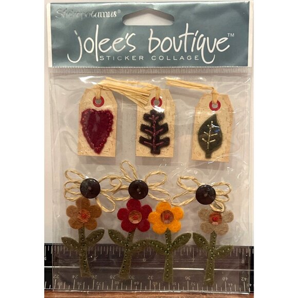 Jolees Sticker Collage Autumn Crafts SPJB029 Felt Flower Leaf Button Tag - Picture 2 of 5